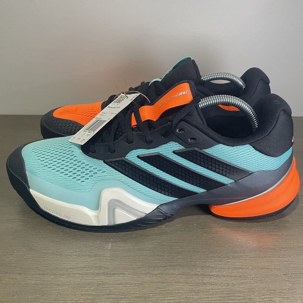 Adidas Mens Size 9.5 Tennis Shoes NEW Barricade 14 Orange Turquoise Black JR1742